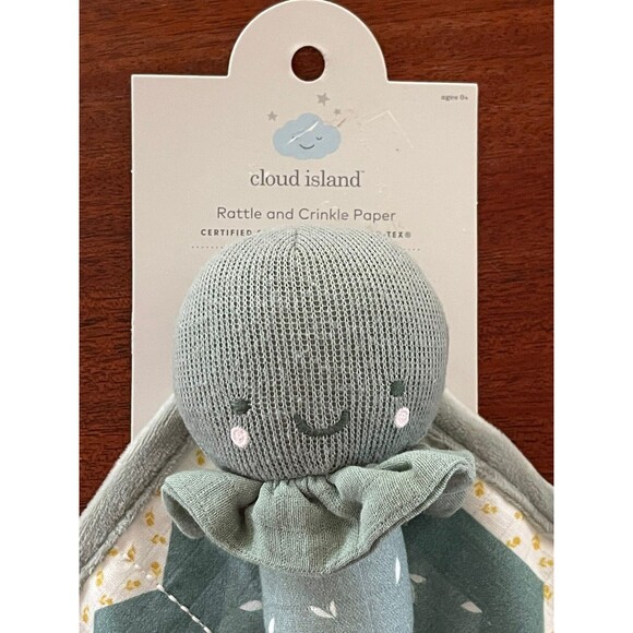 Cloud Island Rattle and Crinkle Paper Blanket Square  2 pc Baby Toy - Turtle NWT - Picture 4 of 4
